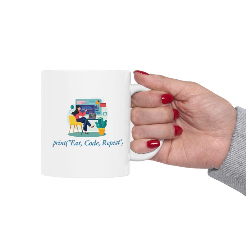 Cadeau pour codeurs ou programmeurs, impression ("Manger, coder, répéter"), tasse en céramique, (11 oz, 15 oz) image 4