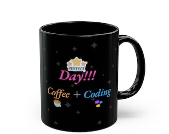 Taza negra de café y programación: regalo para programadores (325 ml y 450 ml)