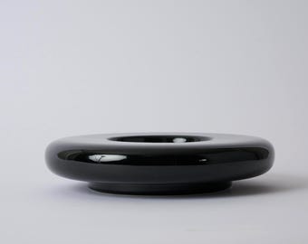 70&#39;s Italian Ceramic SICART Black Low Bowl