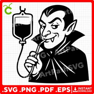 Vampire Drinking Blood SVG | Funny Dracula Clipart | Halloween Vampire SVG | Cute Vampire SVG | Cricut & Laser Cut Files | Digital Download