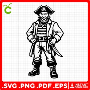 Pirat SVG | Cartoon Pirat SVG | Piraten Hut Clipart | Wasser-Abenteuer SVG | Cricut & Laser Cut Dateien | Digitaler Download