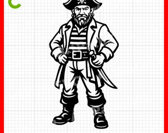 Pirate SVG | Cartoon Pirate SVG | Pirate Hat Clipart | Nautical Adventure SVG | Cricut & Laser Cut Files | Digital Download