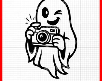 Cute Ghost with Camera SVG | Halloween Ghost SVG | Ghost Clipart | Halloween Design | Cricut & Laser Cut Files | Digital Download