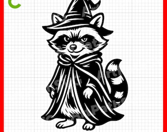 Witch Raccoon SVG | Halloween Raccoon SVG | Cute Raccoon SVG | Raccoon Clipart | Cricut & Laser Cut Files | Digital Download