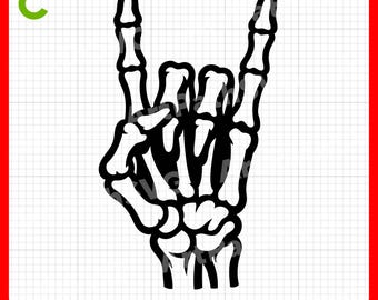 Skeleton Rock On Hand SVG | Rock Hand Clipart | Skeleton Hand SVG | Halloween SVG | Cricut & Laser Cut Files | Digital Download
