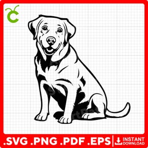 Labrador Retriever Dog Sitting SVG, Labrador SVG for Cricut – svg, pdf, png, eps files – Perfect for Vinyl Stickers, Decor, and T-Shirts.