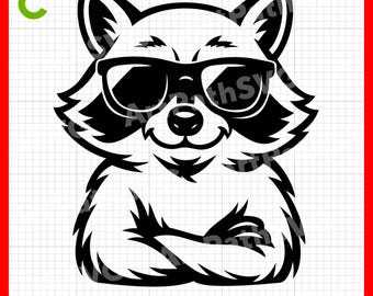 Raccoon Wearing Sunglasses SVG | Cool Raccoon SVG | Forest Animal Clipart | Raccoon SVG for Cricut & Laser Cut | Digital Download