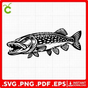 Hecht SVG | Hecht Fisch SVG | Angeln Clipart | See Fisch SVG | Cricut & Laser Cut Dateien | Digitaler Download