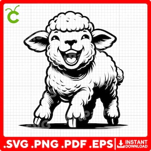 Laughing Lamb SVG, Sheep SVG, Cute Lamb SVG for Cricut – svg, pdf, png, eps files – Perfect for Vinyl Stickers, Decor, and T-Shirts.
