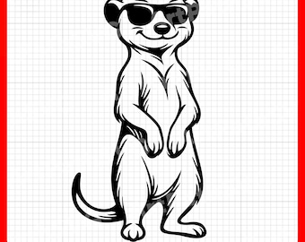 Cool Meerkat SVG | Meerkat Wearing Sunglasses | Funny Animal SVG | Cute Meerkat Clipart | Cricut & Laser Cut Files | Digital Download