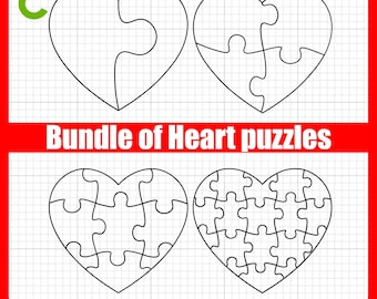 Bundle of Heart Puzzles (2,4,9,18 elements) SVG for Cricut – svg, pdf, png, eps files – Perfect for Vinyl Stickers, Decor, and T-Shirts.