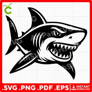Shark SVG | Angry Shark SVG | White Shark Clipart | Ocean Animal SVG | Cricut & Laser Cut Files | Digital Download
