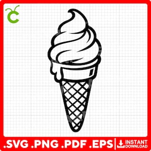 Ice Cream Cone SVG | Simple Ice Cream Clipart | Ice Cream SVG | Cute Food SVG | Cricut & Laser Cut Files | Digital Download