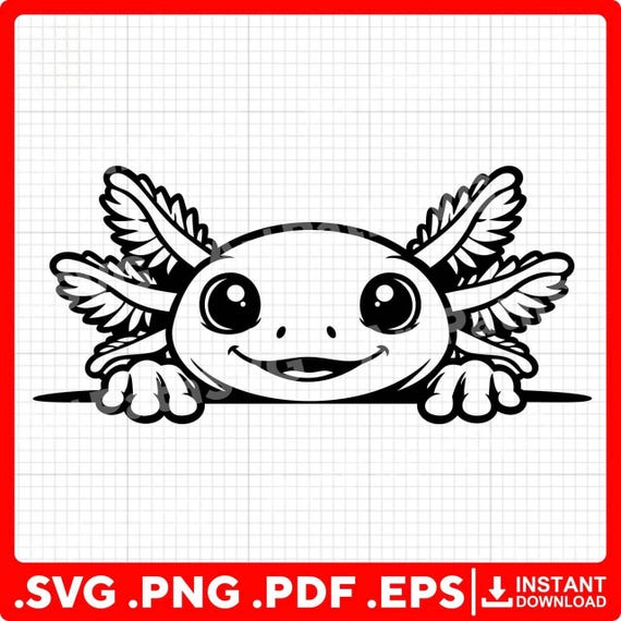 Peeking Axolotl SVG | Cute Axolotl Clipart | Axolotl SVG | Amphibian SVG | Cricut & Laser Cut Files | Digital Download