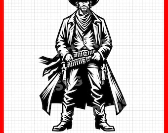 Cowboy SVG, design western per Cricut – file svg, pdf, png, eps – Perfetto per adesivi in vinile, decorazioni e magliette.