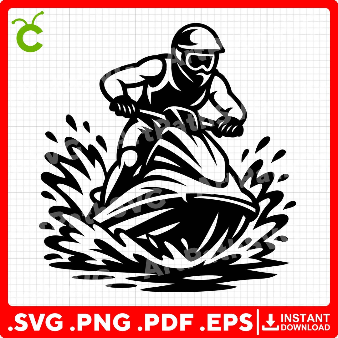 Jet Ski SVG | Jet Ski Rider SVG | Water Sports Clipart | Summer Beach