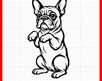 Begging French Bulldog SVG | Standing Frenchie SVG | Cute Dog Clipart | Dog Beg Pose SVG | Cricut & Laser Cut Files | Digital Download