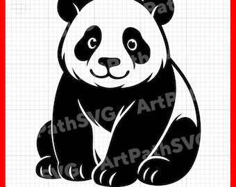 Cute Sitting Panda SVG | Baby Panda Clipart | Kawaii Animal SVG | Cricut & Laser Cut Files | Digital Download