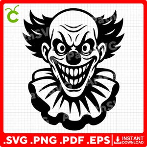 Clown Head SVG | Scary Clown SVG | Creepy Clown Face Clipart | Halloween Clown SVG | Cricut & Laser Cut Files | Digital Download