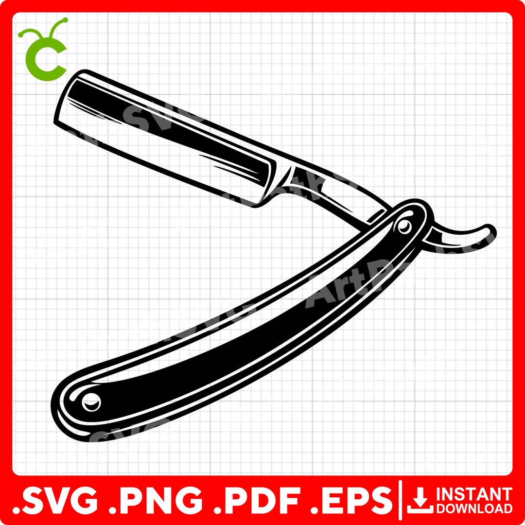 Straight Razor SVG | Barber Razor Clipart | Vintage Shaving Razor SVG ...