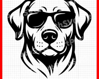 Cool Labrador Wearing Sunglasses SVG | Funny Dog Clipart | Labrador Head SVG | Cricut & Laser Cut Files | Digital Download