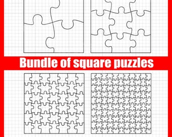 Bundle of Square Puzzles (4,9,42,110 elements) SVG for Cricut – svg, pdf, png, eps files – Perfect for Vinyl Stickers, Decor, and T-Shirts.