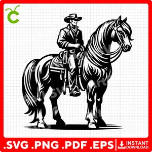 Horse Rider SVG | Cowboy on a Horse Clipart | Western Cowboy Cut File | Rodeo Silhouette for Cricut & Laser | Digital Download