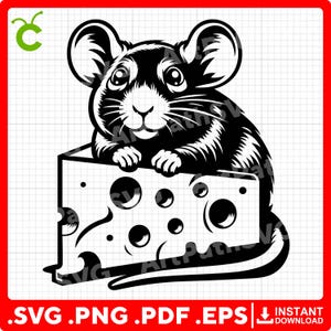 Mouse With Cheese SVG | Cute Mouse SVG | Funny Baby Mouse Clipart | Mouse SVG for Cricut & Laser Cut | Digital Download