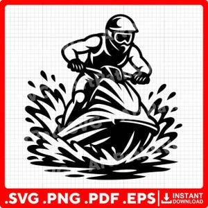 ジェットスキーSVG | ジェットスキーライダーSVG | ウォータースポーツクリップアート | 夏のビーチSVG | Cricut & Laser Cutファイル | デジタルダウンロード