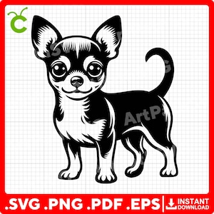 Chihuahua SVG | Cute Chihuahua Puppy | Standing Chihuahua Clipart | Chihuahua Dog SVG for Cricut & Laser Cut | Digital Download