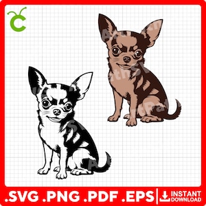 Chihuahua SVG Black and Colored | Cute Chihuahua SVG | Chihuahua Clipart | Small Dog SVG | Cricut & Laser Cut Files | Digital Download