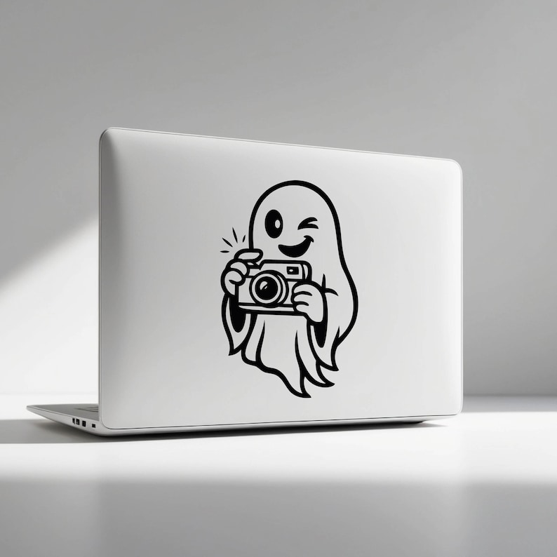 Ghost Using Computer Svg Cute Ghost With Camera SVG | Halloween Ghost SVG | Ghost Clipart ...