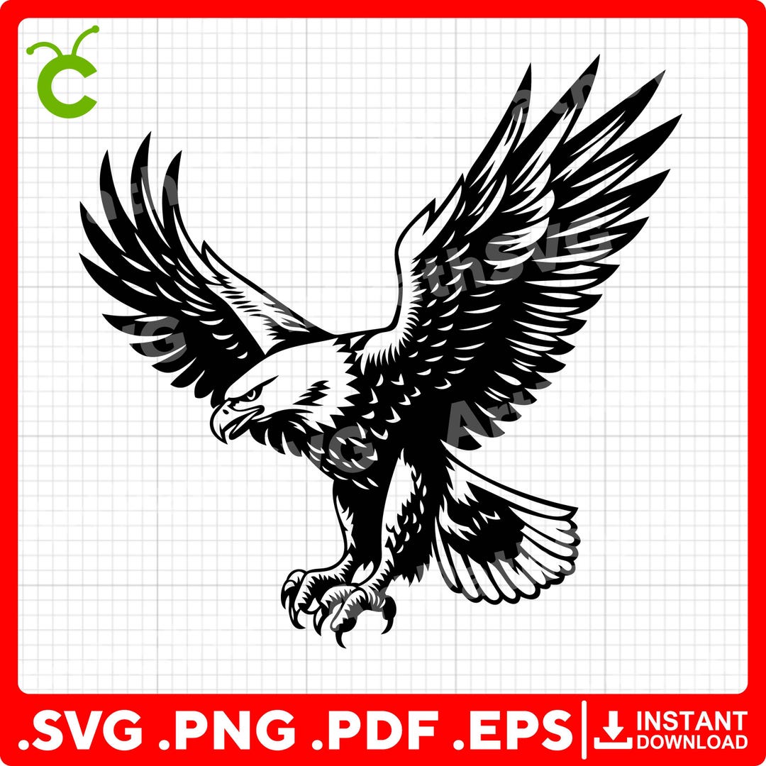 Flying Bald Eagle SVG | Bald Eagle Clipart | Eagle SVG | Wildlife ...