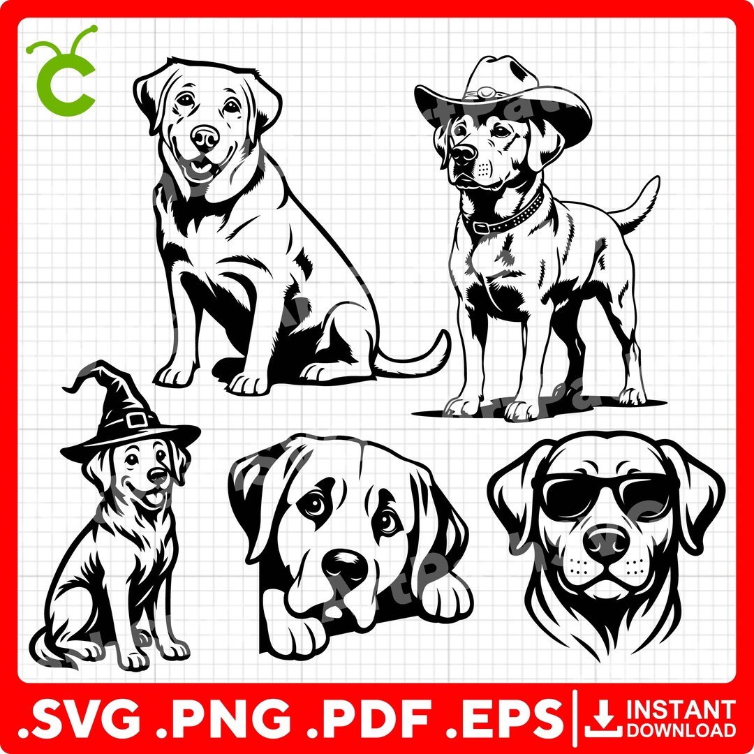 Labrador SVG Bundle | 5 Cute Labrador Dog Designs | Cricut & Laser Cut ...