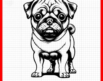 Cute Pug Dog SVG, Pug SVG, Pug Puppy SVG for Cricut – svg, pdf, png, eps files – Perfect for Vinyl Stickers, Decor, and T-Shirts.