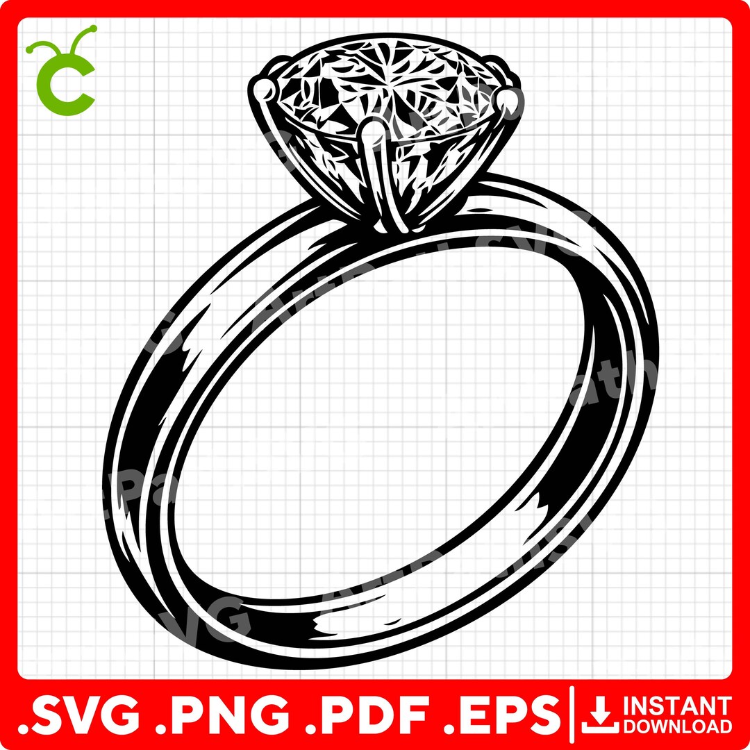 Engagement Ring SVG | Diamond Ring SVG | Wedding Ring Clipart ...