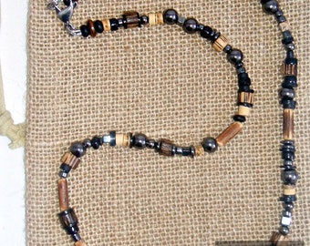 Gunmetal Rocker Beaded Necklace