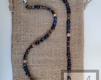 Men's Garnet Lapis "Blues on the Sand" Necklace