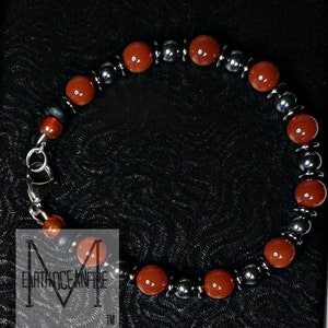 Men's Hematite and Red Gemstone Clasp Bracelet image 3