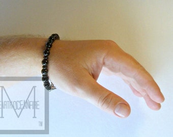 Men's Black Onyx Beaded Bracelet