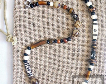 Men's Tribal Gemstone Beaded Necklace