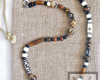 Men's Tribal Gemstone Beaded Necklace
