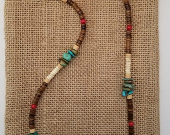 Native American Green and Blue Turquoise "Snake Eye" Necklace