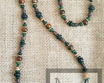 Men's Black Irish Gemstone Beaded Necklace