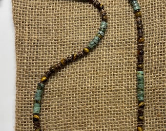 Men's Golden Tigers Eye Gemstone Beaded Necklace