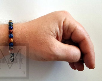 Men Blue Lapis and Jasper Bracelet