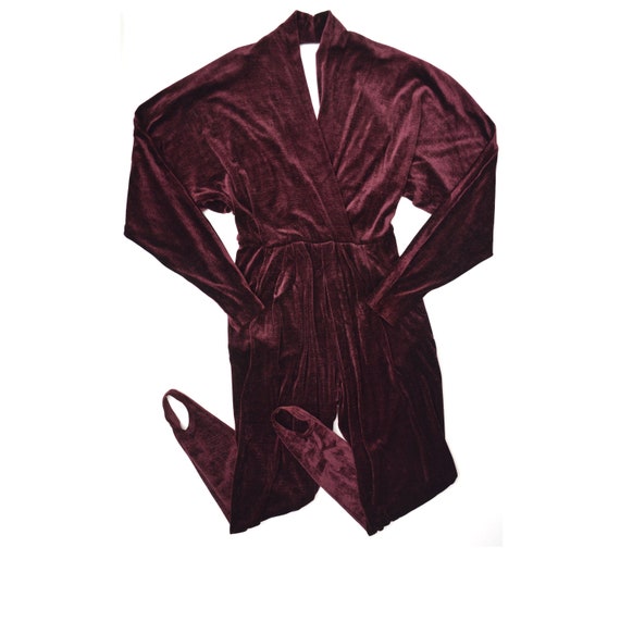 Vintage Ginger Bort Velvet Burgundy Jumpsuit XS