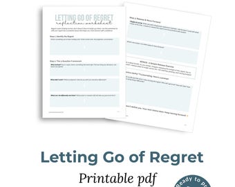 Let Go of Regret Worksheet, Self-Forgiveness Guided Exercises Printable Healing Journal Emotional Wellness Learn from Your Mistakes