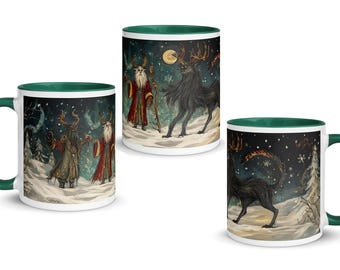 Cats of the North Mug with Color Inside 11 oz | Original Design | Coffee Tea Mug | Cryptid Mug | Unique Gift | Fantasy Sci-fi Gift