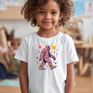 Groovy Bigfoot Sasquatch Toddler Jersey Short Sleeve T-shirt | Original Design | Gender Neutral | Cute Cryptid Shirt | Kids Bigfoot Shirt